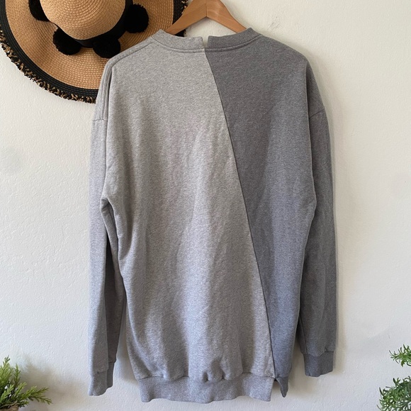 Lovers + Friends Oversized Gray Two Tone Colorblock Sweatshirt Dress Tunic - Picture 5 of 15